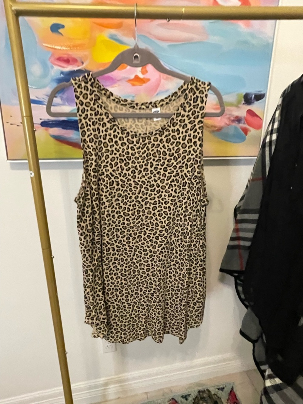 Old Navy Leopard Print Sleeveless Tank - Beige and Black XL Top‎